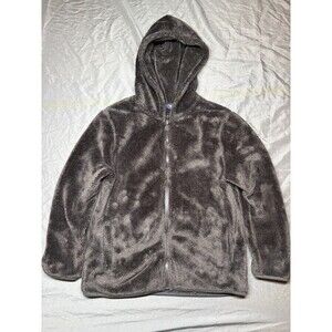 Cat & Jack Girls Black Faux Fur Hoddie Jacket